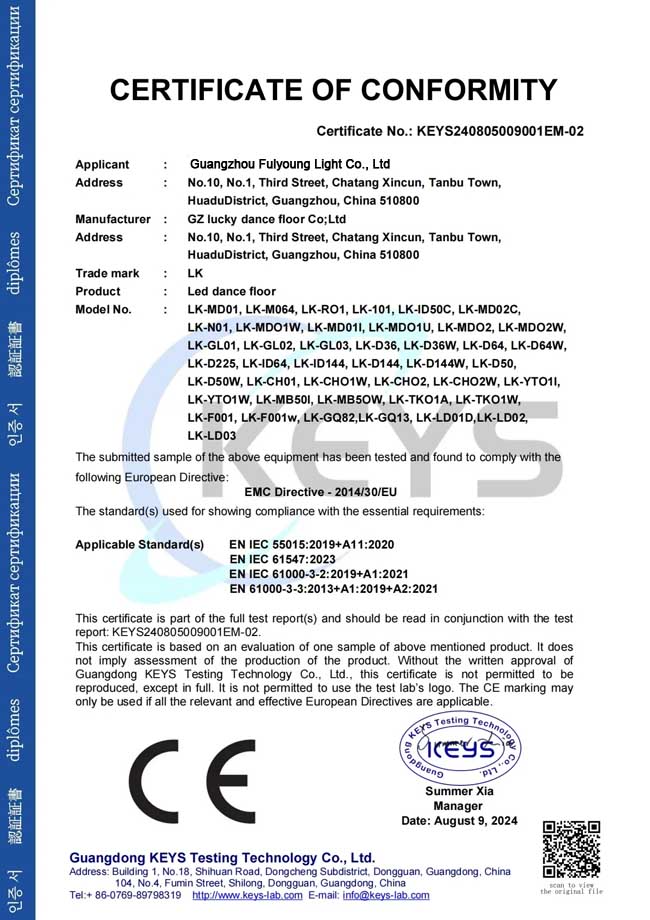 ce certificate of stage light